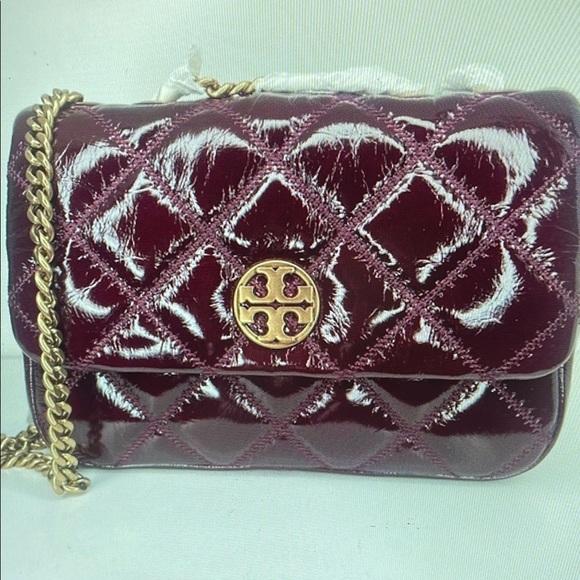 Tory Burch Burgundy Quilted Crossbody Bag